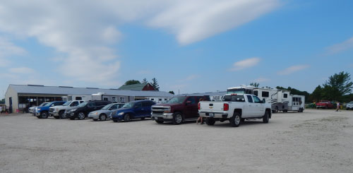 view of the main parking lot with vehicles